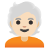 person, light skin tone, white hair